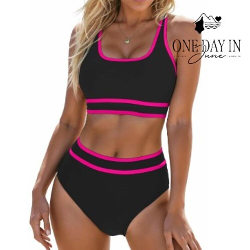 Blooming Jelly High Waist Crop Bikini Swimsuit Size M